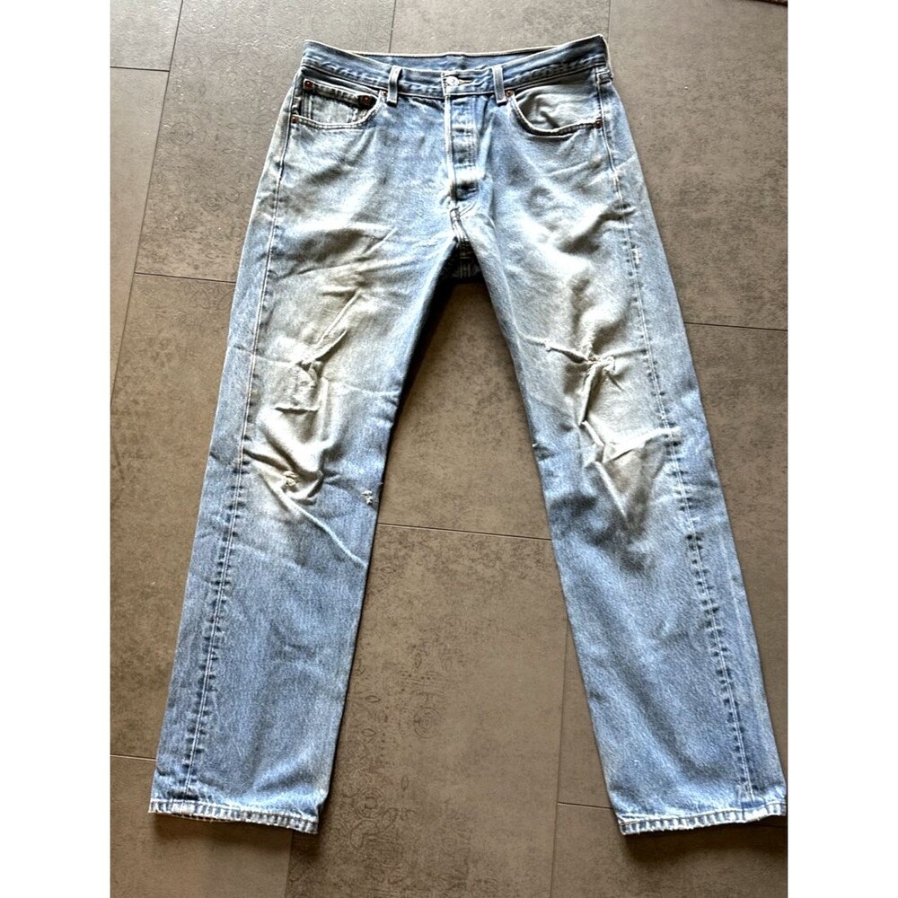 Levi's 501 jeans button fly 34x34 *shrunk* 33.5 x 29 super distressed grunge